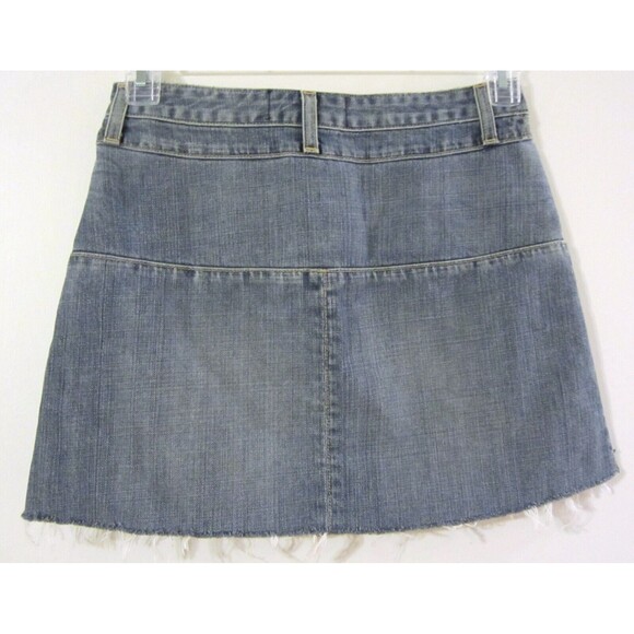 PAPER DENIM & CLOTH - USA Made Blue Distressed Denim Frayed Mini Skirt size 26 - Picture 3 of 6